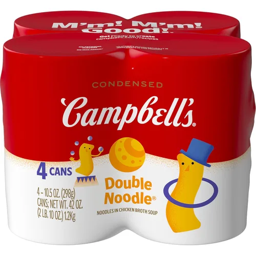 Vista 52 de Campbell's Sopa condensada para niños, sopa de fideos dobles, lata de 10.5 onzas (paquete de 4) (caja de 6)