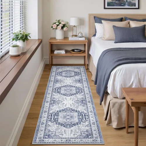 Vista 59 de Alfombra de 3 x 5 pies con parte trasera antideslizante, resistente a las manchas, lavable para sala de estar, dormitorio y comedor, alfombra