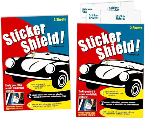 Vista 6 de STICKER SHIELD - Aplicador de calcomanías para parabrisas para una fácil aplicación, extracción y reaplicación de automóvil a automóvil - Hojas de 4