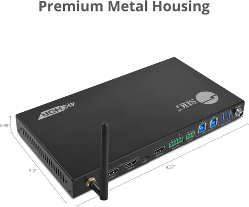 Vista 7 de SIIG Presentación de oficina de entrada múltiple 4K 4x1 y conmutador KVM, 4 entradas: 1x inalámbrico (Miracast/AirPlay), 2X HDMI, 1x USB-C DP modo