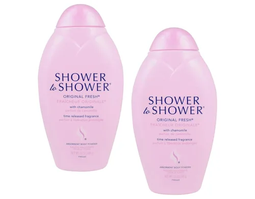 Shower to Shower Polvo corporal original fresco con manzanilla para hombres y mujeres, sin talco, 13 onzas (paquete de 2)