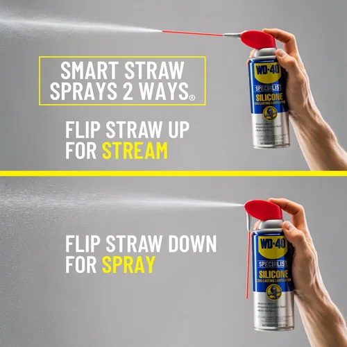 Vista 4 de WD-40 Specialist Lubricante de silicona con spray de pajilla inteligente de dos maneras, paquete doble, 11 OZ