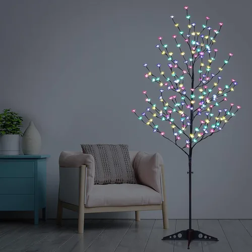 Vista 5 de Lightshare Juego de 3 árboles de cerezo LED, 4 pies, 5 pies y 6 pies, árboles artificiales iluminados multicolor con control remoto para decoración