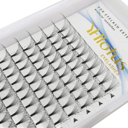 Vista 9 de Extensiones de pestañas postizas en abanico 3D, 4D, 5D, 6D, 7D, 8D, grosor de 0.07 C/D, rizo natural, con tallo corto, volumen ruso, suministros