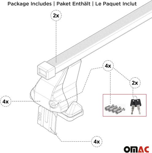 Vista 8 de OMAC Portaequipajes de techo liso barras transversales portador para Audi A3 Hatchback 2006-2013 negro 2 piezas
