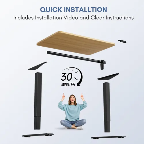 Vista 93 de Furmax Escritorio eléctrico de altura ajustable grande de 55 x 24 pulgadas, escritorio de pie para oficina en casa, escritorio de computadora