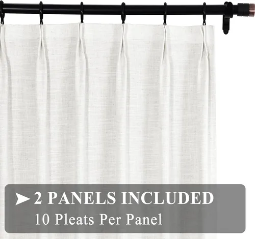 Vista 2 de Fcosie Cortinas de lino texturizadas, cortinas plisadas para oscurecer con forro opaco, paneles de mezcla de lino, cortinas de tratamiento