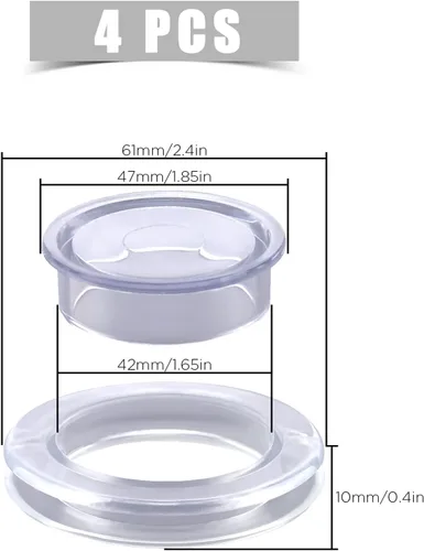 Vista 2 de AIEX Juego de 4 anillos y tapas de silicona transparente de 2 pulgadas para patio, incluye 4 anillos y 4 tapones