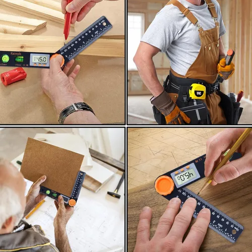 Vista 6 de Rainyb Herramienta de búsqueda de ángulos digital, transportador de bolsillo de 5 pulgadas, 0-360 grados, pantalla LED con niveles de burbuja