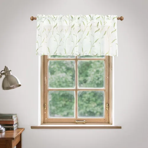 Vista 27 de VOGOL - Volante de bolsillo con diseño liso para barra, cortinas transparentes para ventanas de la cocina, volantes con paneles bordados para Borlas