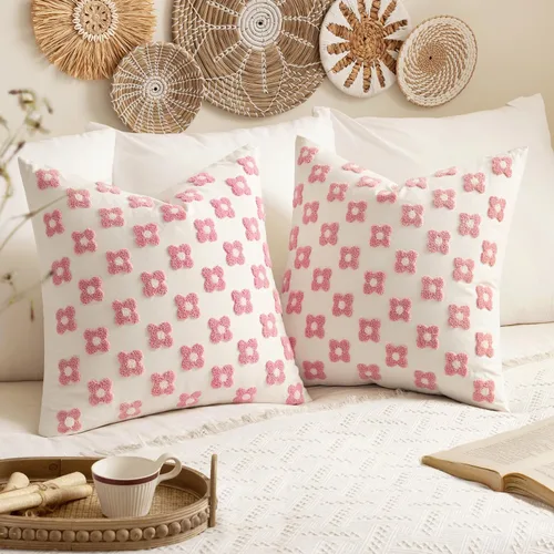 Vista 34 de EMEMA - Juego de 2 fundas decorativas para almohada de otoño, amarillas, de 18 x 18 pulgadas, con diseño de girasol jacquard y margaritas, funda