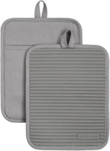 Vista 17 de KitchenAid - Juego de agarraderas de silicona suave y acanalada, naranja sorbete, 7 x 9 pulgadas Sorbete de naranja
