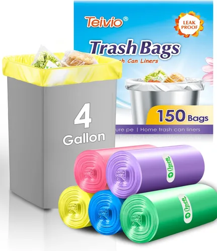 Vista 8 de Bolsas de basura medianas de 8 galones, 120 unidades, se adaptan a cestas de basura de cocina de 30 litros de alto, bolsas de basura sin perfume