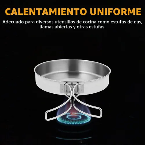 Vista 4 de Sartén pequeña para acampar, sartén portátil de acero inoxidable de 5.8 pulgadas para cocinar al aire libre con mango plegable, mini sartén