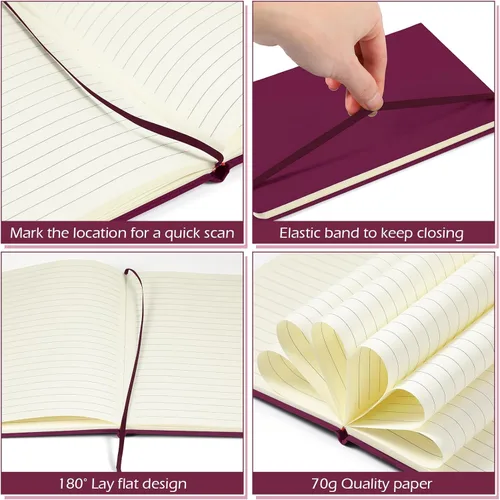 Vista 69 de Honoson 20 Pack Lined Journal Notebooks A5 Hardcover Executive Notebook 5.5" x 8.3" PU Leather Wide Ruled Journals Bulk with Elastic Band for Home