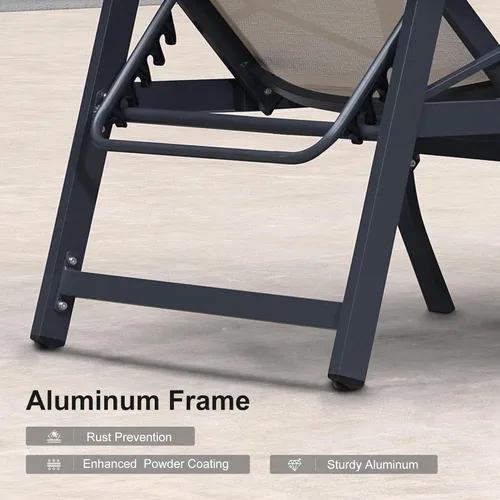 Vista 8 de PURPLE LEAF Oversized Chaise Lounge Chair Outdoor Set of 2 Extra Wide Pool Lounge Chairs 5 Adjustable Position with Armrests and Side Table Aluminum