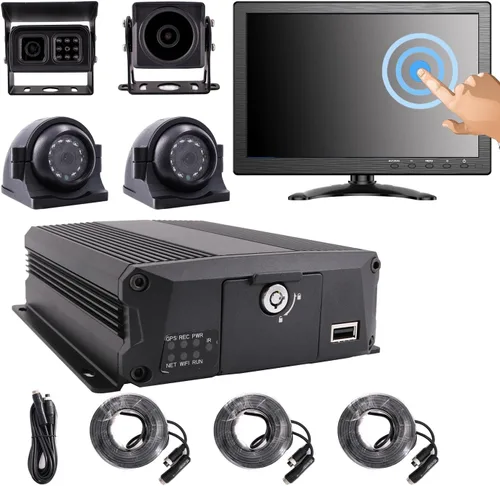 Vista 7 de JOINLGO 4-CH 1080 p Autobús móvil del vehículo CCTV DVR Video Recorder Kit con visión nocturna impermeable lateral frontal trasera Cámara del coche