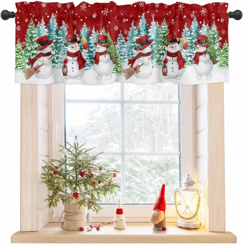 Vista 15 de BEMIGO Cortinas de cocina lindas de gnomos de San Valentín para pareja, juego de cortinas y cenefa para ventana de cocina, cenefa de bolsillo