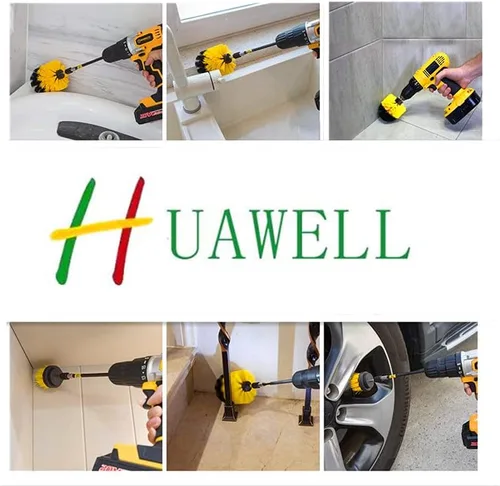 Vista 5 de HUAWELL Juego de 8 cepillos de limpieza para taladro, cepillo de limpieza extendido y largo, multiusos, para superficies de baño, lechada, piso