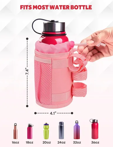 Vista 5 de Soporte para Tazas de Bicicleta, Soporte para Botella de Agua de Manillar para Bicicletas con Bolsillos de Malla, Jaula Universal para Botella
