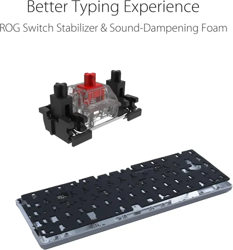 Vista 4 de ASUS ROG Falchion Ace - Teclado mecánico compacto para juegos 65% RGB, interruptores ROG NX marrones y estabilizadores de interruptor, espuma