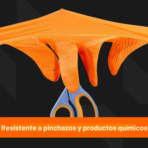 Vista 7 de GLOVEWORKS Guantes de trabajo de nitrilo naranja de 8 mil, desechables, resistentes, con agarre de diamante elevado, guantes mecánicos, XL, caja
