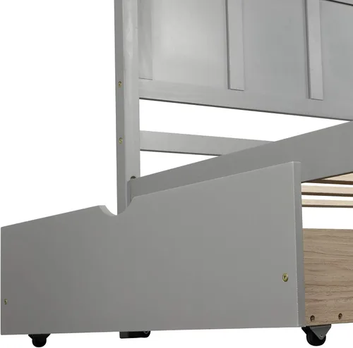 Vista 41 de Base de cama de plataforma individual con 3 cajones de almacenamiento, cama de madera tamaño individual con listones de soporte, marco de cama