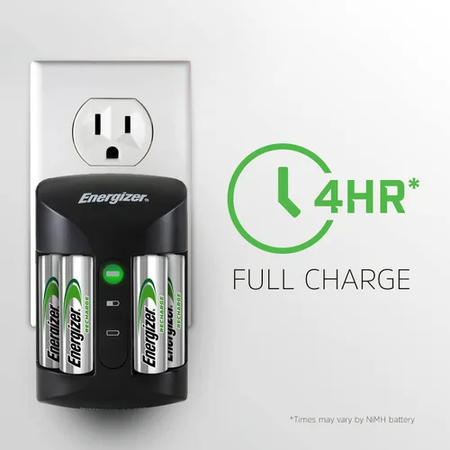 Vista 4 de Energizer Baterías AA recargables, recarga de energía más doble A batería precargada y recargable AA o AAA, incluye 8 pilas AA precargadas