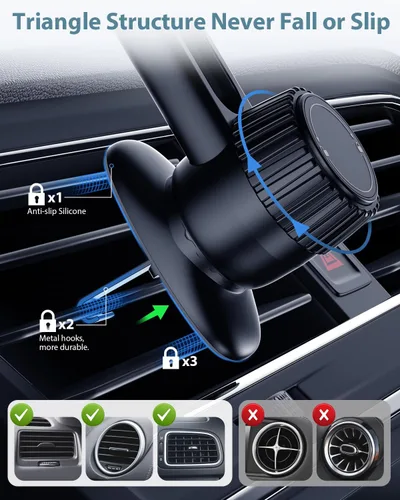 Vista 4 de volport Soporte magnético para teléfono para ventilación de automóvil, [no bloqueante] Soporte de teléfono de coche para iPhone, funda magnética