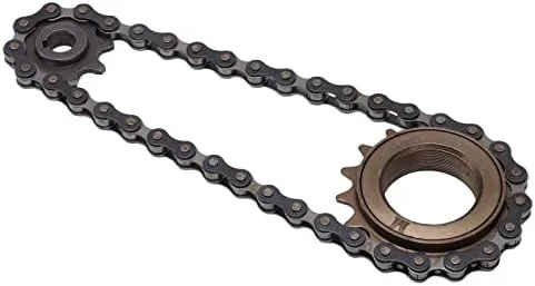 Vista 8 de VBESTLIFE Rueda libre de una sola velocidad y cadena iluminada, 16 dientes rueda libre 9 dientes piñón 38 secciones cadena para montaña