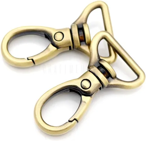 Vista 10 de CRAFTMEMORE 2 ganchos ovalados de metal resistente para puerta de empuje giratoria con cierre de langosta para llavero, accesorios para hacer Latón