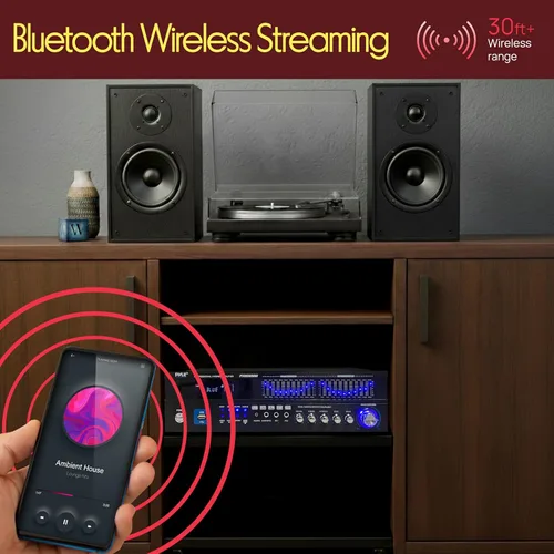 Vista 3 de Pyle - Amplificador híbrido Bluetooth para el hogar - Receptor de amplificador de potencia estéreo de montaje en rack de 6 canales, 2000 W