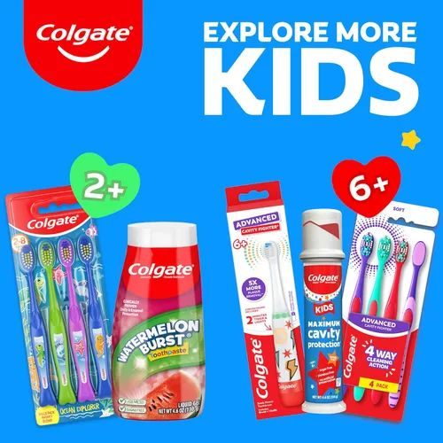 Vista 8 de Colgate Bomba de pasta de dientes para niños con flúor para protección de caries, a partir de 6 años, aceptada por ADA, fruta de burbujas, 4.4