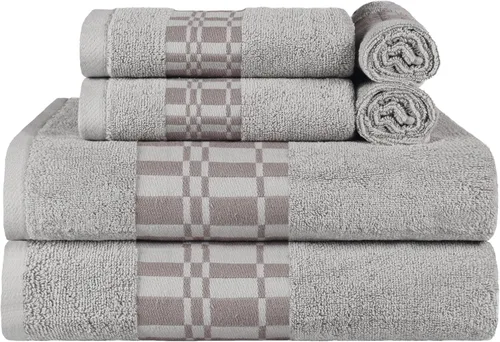 Vista 23 de Superior - Larissa 6PC SET BK - Juego de toallas Larissa extremadamente absorbentes, suaves, 100% algodón, 6 piezas, negro, Algodón, Negro, Juego