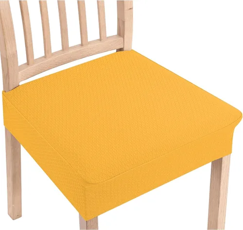 Vista 26 de Smiry Juego de 2 fundas de asiento elásticas de jacquard para sillas de comedor, extraíbles y lavables, sin fundas traseras, color aguamarina