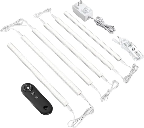 Vista 10 de ASOKO Luces LED regulables para debajo del gabinete, blanco cálido 3000 K, 3 piezas de 12 pulgadas conectables LED enchufe de iluminación