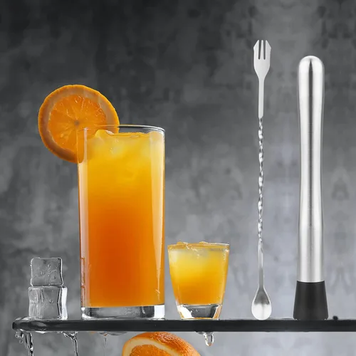 Vista 7 de Tifanso Muddler para cócteles, mortero de 10 pulgadas y cuchara mezcladora de mango largo para bar, agitador de acero inoxidable, herramientas
