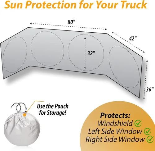 Vista 2 de ZONETECH Parasol para Semi-Camión para Parabrisas y Ventana Lateral - Calidad Premium Protección Reflectante Cobertura Máxima para Bloquear Rayos UV