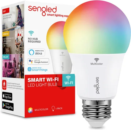 Sengled Bombilla inteligente, bombilla que cambia de color, bombillas WiFi, no requiere concentrador, bombillas inteligentes compatibles con Alexa y