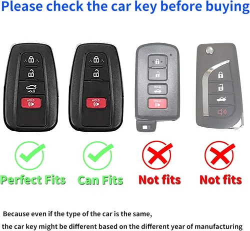 Vista 2 de Funda para llavero Toyota, compatible con RAV4 Highlander Avalon C-HR Prius Corolla 2018-2022, Modelo A (negro).