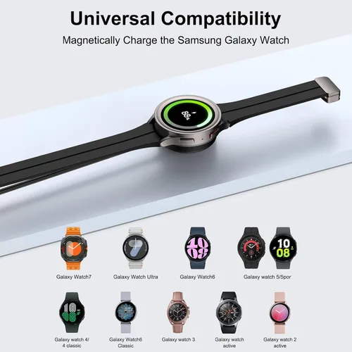 Vista 5 de Cargador de reloj USB C Samsung Magnético Cable de carga rápida para Galaxy Watch 8/8 Classic/7/Ultra/6/6 Classic/5 Pro/5/4/3/Active2,25W Dual USB C