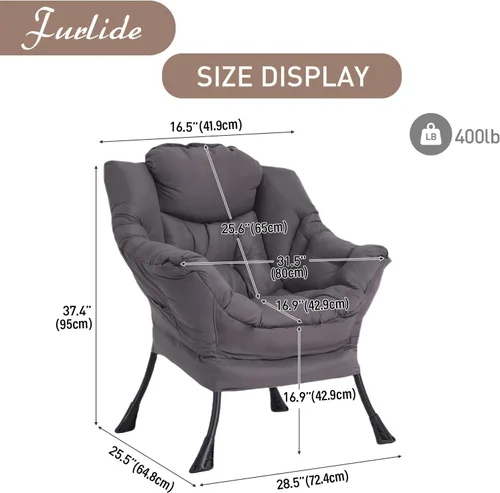 Vista 229 de Silla Lazy con otomana, silla moderna con reposapiés plegable, silla de acento de salón, cómoda silla de lectura para dormitorio, estudio, sala