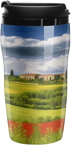 Tuscany Spring Coffee Cup Hot Coffee Travel Mug Reusable Iced Coffee Cups Double Heat Insulation Coffee Mug with Leak-Proof Lid Stylish Travel Cup
