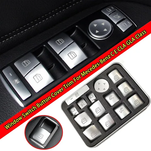 Vista 9 de 14 unids ventana interruptor botón pegatinas vidrio elevación reparación reparación interior puerta alimentación para Mercedes Benz C E GLA CLA C180