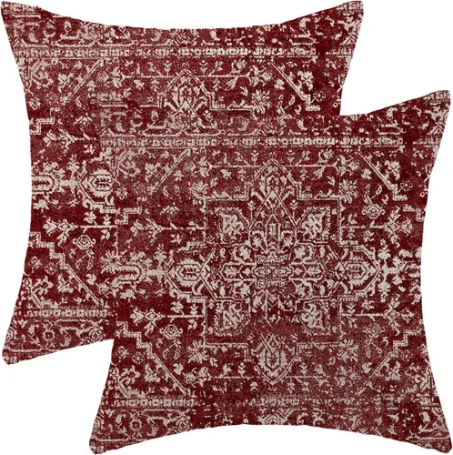 Vista 9 de Fundas de almohada Gohdiwh boho 16 x 16, juego de 2, fundas de almohada decorativas de diseño étnico, fundas de almohada de lino azul