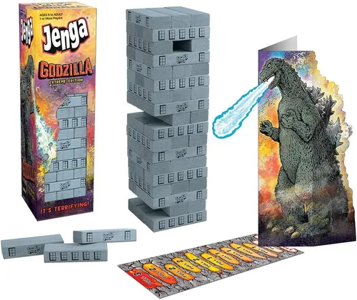 Vista 2 de Jenga: Edición Extrema de Godzilla Basado en la Clásica Franquicia de Películas de Monstruos Godzilla Juego de Jenga Coleccionable Juego Único