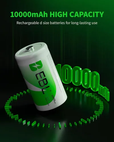 Vista 4 de EBL - Pilas recargables tipo D de 10,000 mAh, tamaño D, Ni-MH, paquete de 6 - Tecnología ProCyco