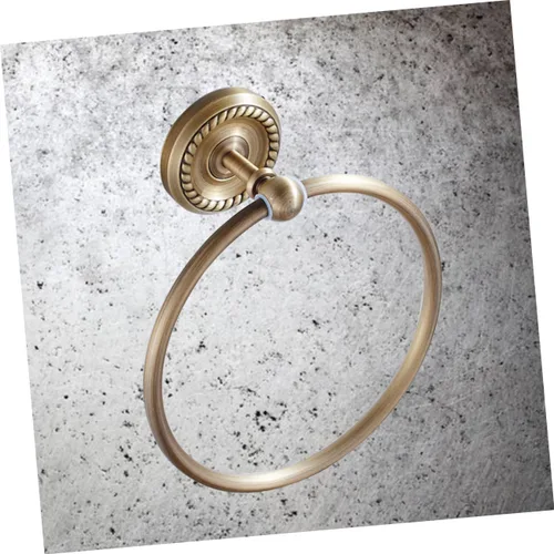 Vista 2 de Antique Brushed Brass Towel Ring Hanging Towel Rack Wall Mounted Round Bathroom Accessory for Home Hotel School Bathroom Decor