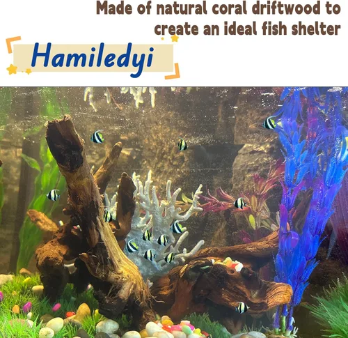 Vista 3 de Hamiledyi 5 piezas de madera flotante para acuario, madera de coral natural de 3.5-7 pulgadas, pecera de madera flotante, ramas variadas, decoración