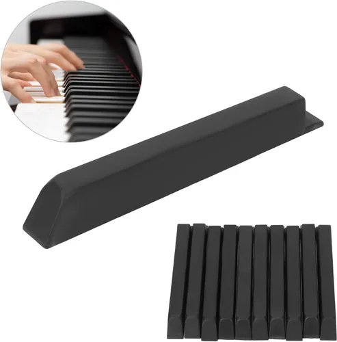 Vista 5 de Llaves de repuesto para piano, 10 piezas ABS negro mate de repuesto para teclado de piano (L:3.9 in)
